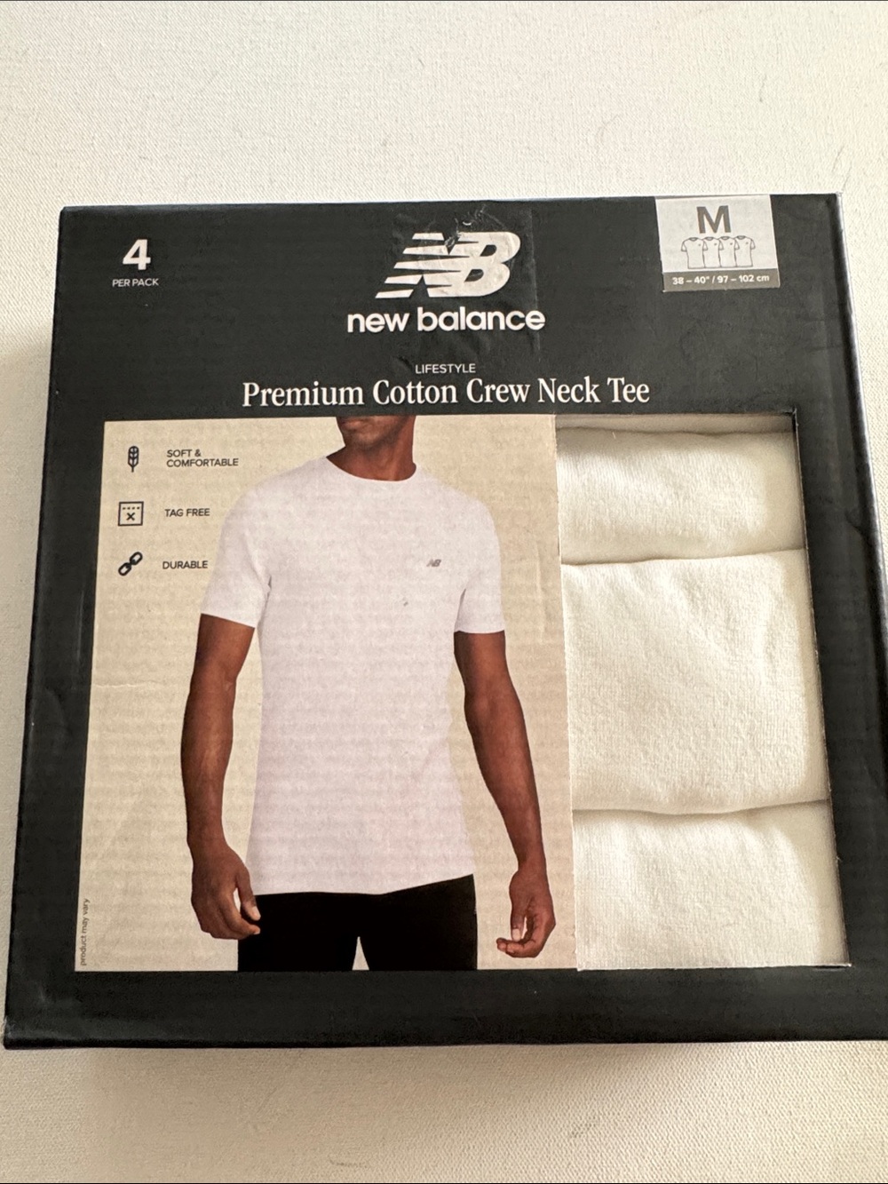 New Balance Tshirt Mens Medium 4 Pack White